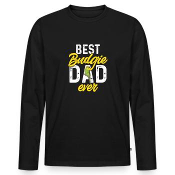 Budgerigar Parakeet Bird Pet Gift - Men's Premium Organic Long Sleeve Shirt - black - Front - Nico (187cm)