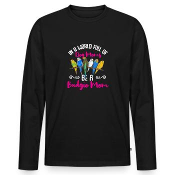 Wellensittich Sittich Vogel Haustier Geschenk - Männer Premium Bio Langarmshirt - Schwarz - Vorne - Nico (187cm)
