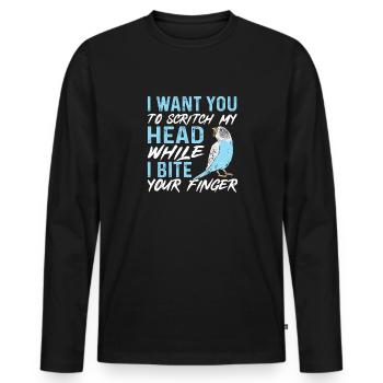Budgerigar Parakeet Bird Pet Gift - Men's Premium Organic Long Sleeve Shirt - black - Front - Nico (187cm)