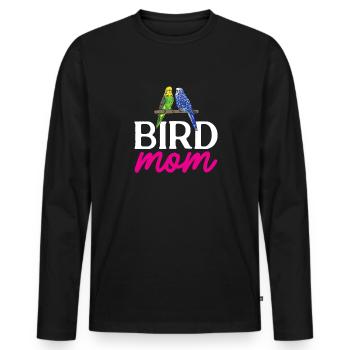 Budgerigar Parakeet Bird Pet Gift - Men's Premium Organic Long Sleeve Shirt - black - Front - Nico (187cm)