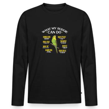 Wellensittich Sittich Vogel Haustier Geschenk - Männer Premium Bio Langarmshirt - Schwarz - Vorne - Nico (187cm)