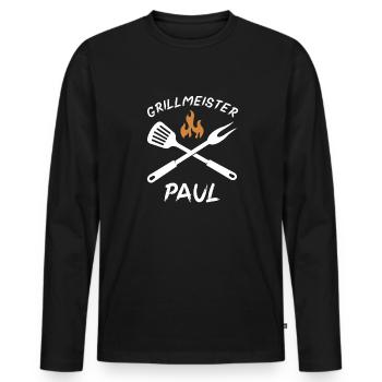 Grillmeister Paul - Männer Premium Bio Langarmshirt - Schwarz - Vorne - Nico (187cm)