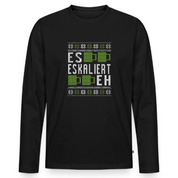 Es eskaliert eh Ugly Christmas Sweater - Flamingo - Männer Premium Bio Langarmshirt - Schwarz - Vorne - Nico (187cm)