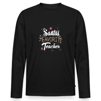 Santa's favorite teacher at Christmas time - Men's Premium Organic Long Sleeve Shirt - black - Front - Nico (187cm)