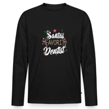 Santa's favorite dentist at Christmas time - Men's Premium Organic Long Sleeve Shirt - black - Front - Nico (187cm)