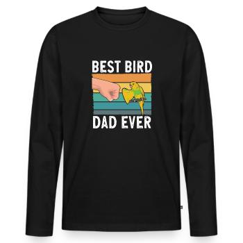 Budgerigar Parakeet Bird Pet Gift - Men's Premium Organic Long Sleeve Shirt - black - Front - Nico (187cm)