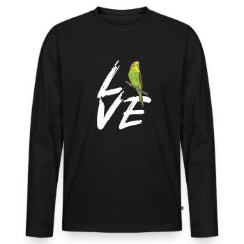 Wellensittich Sittich Vogel Haustier Geschenk - Männer Premium Bio Langarmshirt - Schwarz - Vorne - Nico (187cm)
