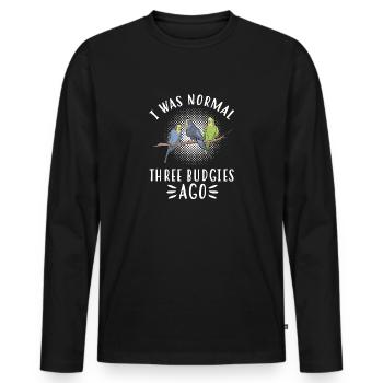 Budgerigar Parakeet Bird Pet Gift - Men's Premium Organic Long Sleeve Shirt - black - Front - Nico (187cm)