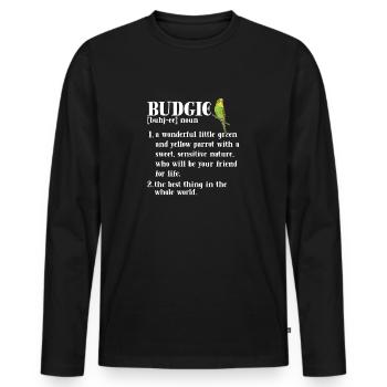 Budgerigar Parakeet Bird Pet Gift - Men's Premium Organic Long Sleeve Shirt - black - Front - Nico (187cm)