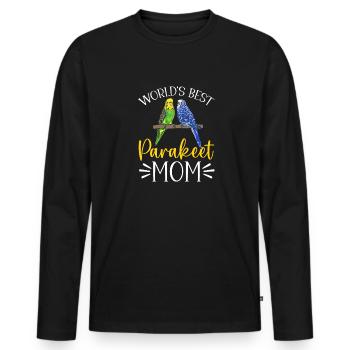 Budgerigar Parakeet Bird Pet Gift - Men's Premium Organic Long Sleeve Shirt - black - Front - Nico (187cm)