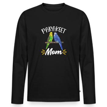 Budgerigar Parakeet Bird Pet Gift - Men's Premium Organic Long Sleeve Shirt - black - Front - Nico (187cm)
