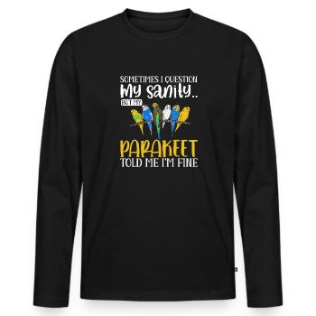 Wellensittich Sittich Vogel Haustier Geschenk - Männer Premium Bio Langarmshirt - Schwarz - Vorne - Nico (187cm)