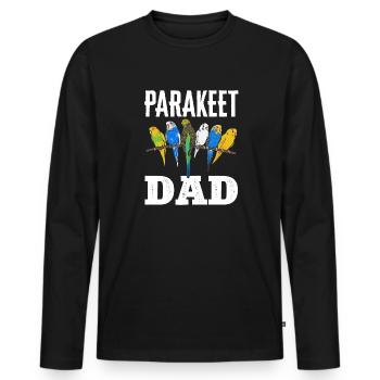 Budgerigar Parakeet Bird Pet Gift - Men's Premium Organic Long Sleeve Shirt - black - Front - Nico (187cm)