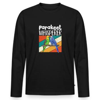 Budgerigar Parakeet Bird Pet Gift - Men's Premium Organic Long Sleeve Shirt - black - Front - Nico (187cm)