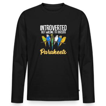 Budgerigar Parakeet Bird Pet Gift - Men's Premium Organic Long Sleeve Shirt - black - Front - Nico (187cm)