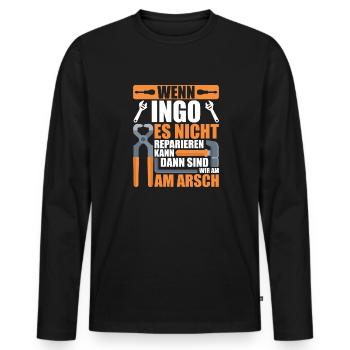 Vorname Ingo Name Geburtstag Geschenk - Männer Premium Bio Langarmshirt - Schwarz - Vorne - Nico (187cm)