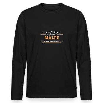 Professionell Malte Name Vorname - Männer Premium Bio Langarmshirt - Schwarz - Vorne - Nico (187cm)