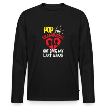 pop le a récupéré mon nom de famille Design - T-shirt manches longues Premium bio Homme - noir - Devant - Nico (187cm)