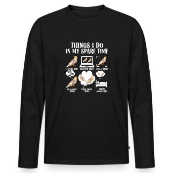 Calopsitte Cacatoès Perroquet Oiseau Cadeau - T-shirt manches longues Premium bio Homme - noir - Devant - Nico (187cm)