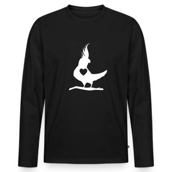 Cockatiel Cockatiel Cockatoo Perroquet Oiseau Cadeau - T-shirt manches longues Premium bio Homme - noir - Devant - Nico (187cm)