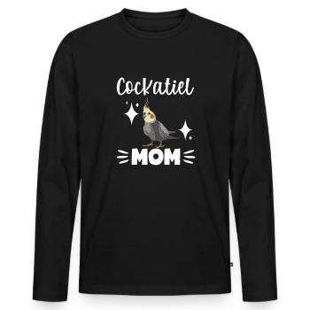 Cockatiel Cockatiel Cockatoo Perroquet Oiseau Cadeau - T-shirt manches longues Premium bio Homme - noir - Devant - Nico (187cm)