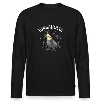Cockatiel Cockatiel Cockatoo Perroquet Oiseau Cadeau - T-shirt manches longues Premium bio Homme - noir - Devant - Nico (187cm)