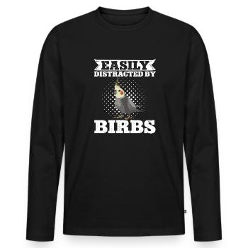 Cockatiel Cockatiel Cockatoo Perroquet Oiseau Cadeau - T-shirt manches longues Premium bio Homme - noir - Devant - Nico (187cm)