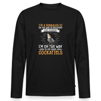 Cockatiel Cockatiel Cockatoo Perroquet Oiseau Cadeau - T-shirt manches longues Premium bio Homme - noir - Devant - Nico (187cm)