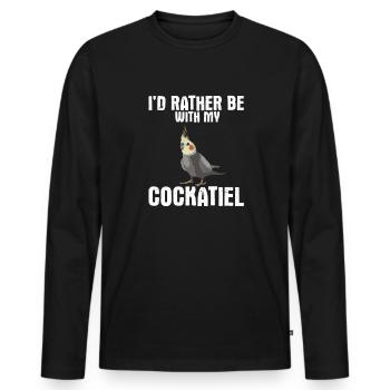 Cockatiel Cockatiel Cockatoo Perroquet Oiseau Cadeau - T-shirt manches longues Premium bio Homme - noir - Devant - Nico (187cm)
