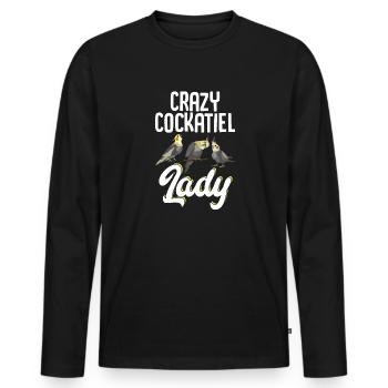 Cockatiel Cockatiel Cockatoo Perroquet Oiseau Cadeau - T-shirt manches longues Premium bio Homme - noir - Devant - Nico (187cm)