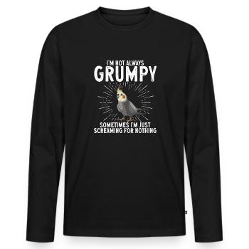 Calopsitte Cacatoès Perroquet Oiseau Cadeau - T-shirt manches longues Premium bio Homme - noir - Devant - Nico (187cm)