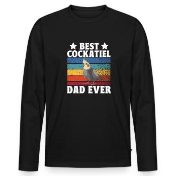 Cockatiel Cockatiel Cockatoo Perroquet Oiseau Cadeau - T-shirt manches longues Premium bio Homme - noir - Devant - Nico (187cm)