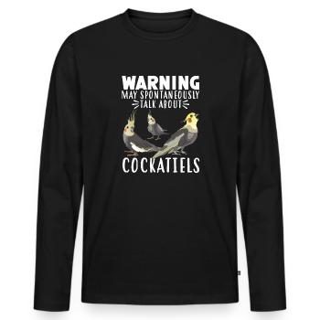 Cockatiel Cockatiel Cockatoo Perroquet Oiseau Cadeau - T-shirt manches longues Premium bio Homme - noir - Devant - Nico (187cm)
