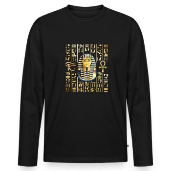 hiéroglyphes pharaon Conception pour un pharaon - T-shirt manches longues Premium bio Homme - noir - Devant - Nico (187cm)