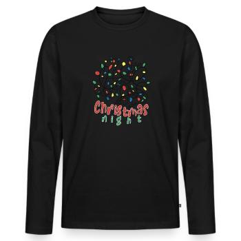 Fête de guirlande d’hiver de la nuit de Noël - T-shirt manches longues Premium bio Homme - noir - Devant - Nico (187cm)