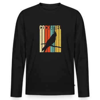 Cockatiel Cockatiel Cockatoo Perroquet Oiseau Cadeau - T-shirt manches longues Premium bio Homme - noir - Devant - Nico (187cm)