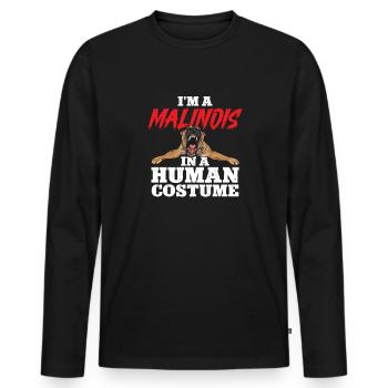 Malinois Belgischer Schäferhund Mechelaar Hund - Männer Premium Bio Langarmshirt - Schwarz - Vorne - Nico (187cm)
