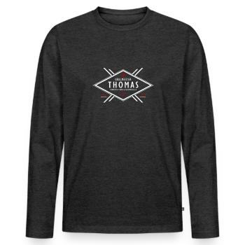 Grillmeister Thomas Vorname Name - Männer Premium Bio Langarmshirt - Anthrazit meliert - Vorne - Nico (187cm)