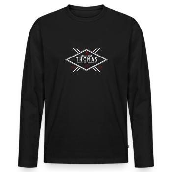 Grillmeister Thomas Vorname Name - Männer Premium Bio Langarmshirt - Schwarz - Vorne - Nico (187cm)