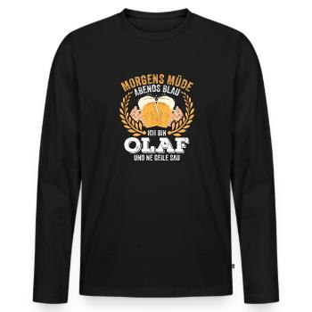 Olaf Vorname Name Geburtstag Bier saufen - Männer Premium Bio Langarmshirt - Schwarz - Vorne - Nico (187cm)