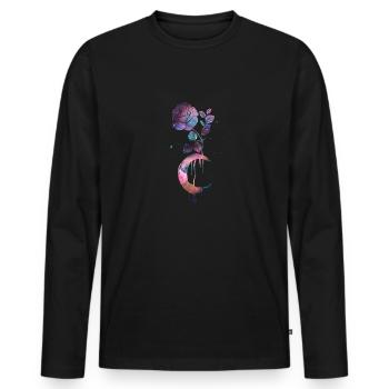 Occult Vintage Moon Rose Witchcraft Occult Witch - Men's Premium Organic Long Sleeve Shirt - black - Front - Nico (187cm)