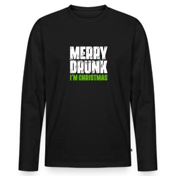 Funny Merry Drunk I'm Christmas Ugly Christmas - Männer Premium Bio Langarmshirt - Schwarz - Vorne - Nico (187cm)