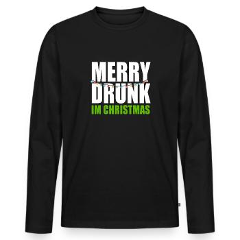 Funny Merry Drunk I'm Christmas Ugly Christmas - Männer Premium Bio Langarmshirt - Schwarz - Vorne - Nico (187cm)