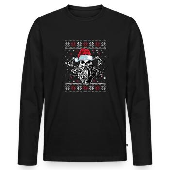 Viking Ugly Christmas – Valhalla Wikinger Outfit - Men's Premium Organic Long Sleeve Shirt - black - Front - Nico (187cm)