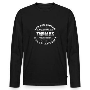 Legendärer Thomas lustiger vorname Name - Männer Premium Bio Langarmshirt - Schwarz - Vorne - Nico (187cm)