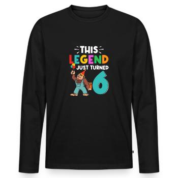 Bigfoot Party Supplies This Legend Just Turned 6 - Men's Premium Organic Long Sleeve Shirt - black - Front - Nico (187cm)