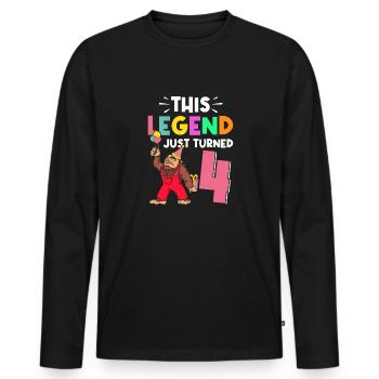 Bigfoot Party Supplies This Legend Just Turned 4 - Men's Premium Organic Long Sleeve Shirt - black - Front - Nico (187cm)