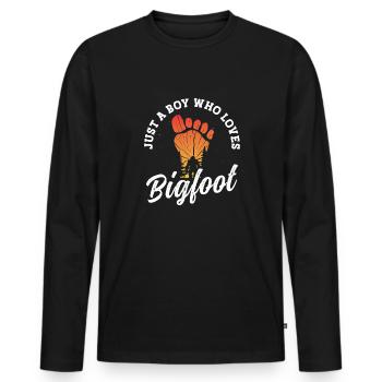 Juste un garçon qui aime les fournitures de fête Bigfoot - T-shirt manches longues Premium bio Homme - noir - Devant - Nico (187cm)