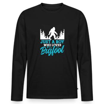 Juste un garçon qui aime les fournitures de fête Bigfoot - T-shirt manches longues Premium bio Homme - noir - Devant - Nico (187cm)