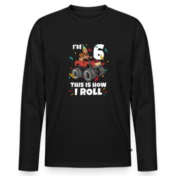 Bigfoot Party Supplies I'm 3 This Is How I Roll - Men's Premium Organic Long Sleeve Shirt - black - Front - Nico (187cm)